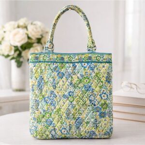 Vera Bradley Tote English Meadows Bag Blue Green Yellow Purse Retired Pattern